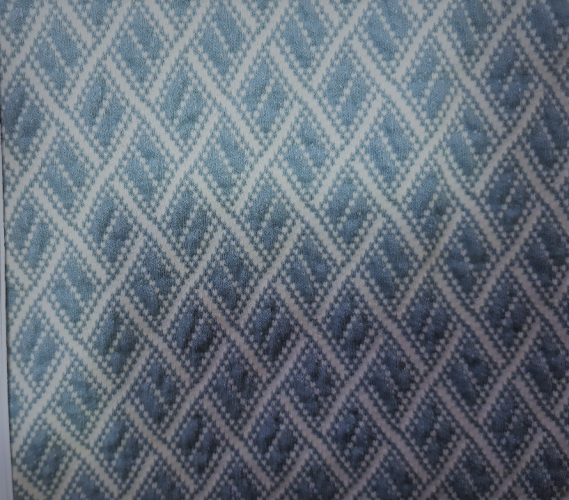 Albstoffe Jacquard BLISS 3D Fence Knit Weiß Hellblau